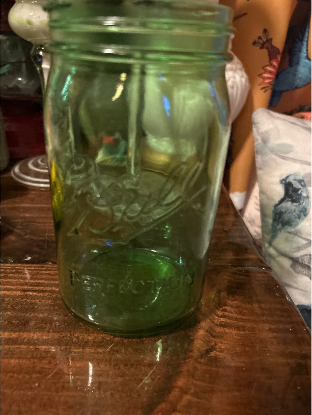 Ball Perfect Mason Green Glass Jar 1913-1915 American Heritage